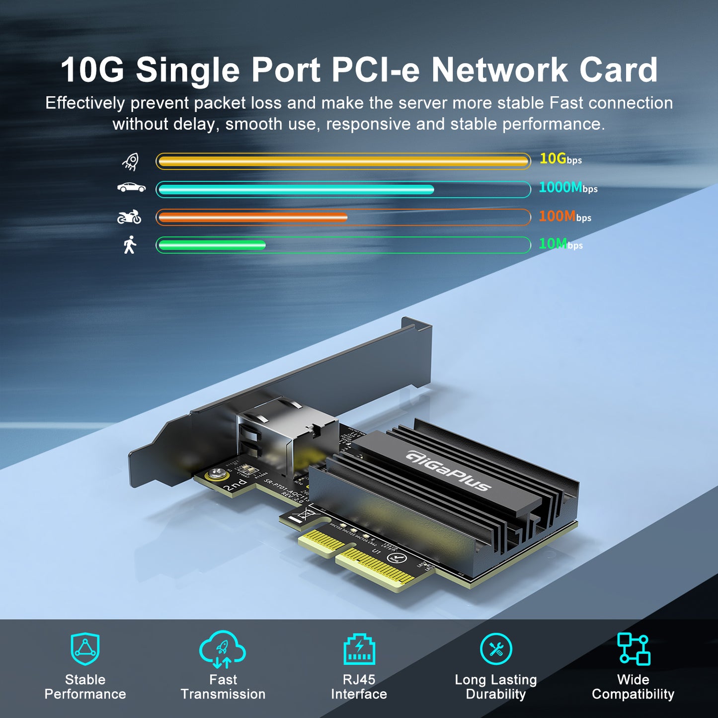 10Gbe PCI-e Network Card, AQC113 Controller, 10G Base-T RJ45 Port NIC Card, GiGaPlus 100/1000/2500/10000Mbps Ethernet Card, 10Gb Ethernet Adapter Support Windows10/11/Windows Server/Linux