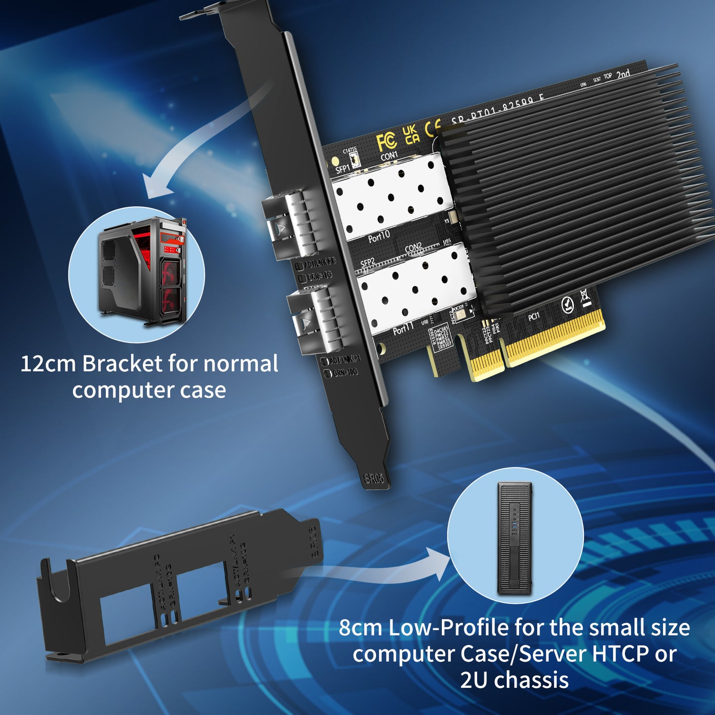 10Gb Ethernet Card with 82599ES (X520-DA2) Controller, GiGaPlus 10GB PCI-E Network Card Adapter, Dual LAN SFP+ Ports, Supports Windows/Windows Server/VMware Functions for 10Gbe Networking NAS