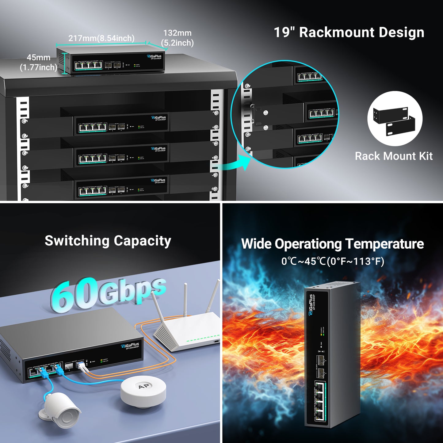 6 Port 2.5Gb Unmanaged PoE Switch with 4*2.5G Base-T PoE Ports, 2*10G SFP+ Uplink, 802.3af/at (PoE+), 60Gbps Switching Capacity, for 2.5Gb NAS/PC, WiFi6 Router, Wireless AP