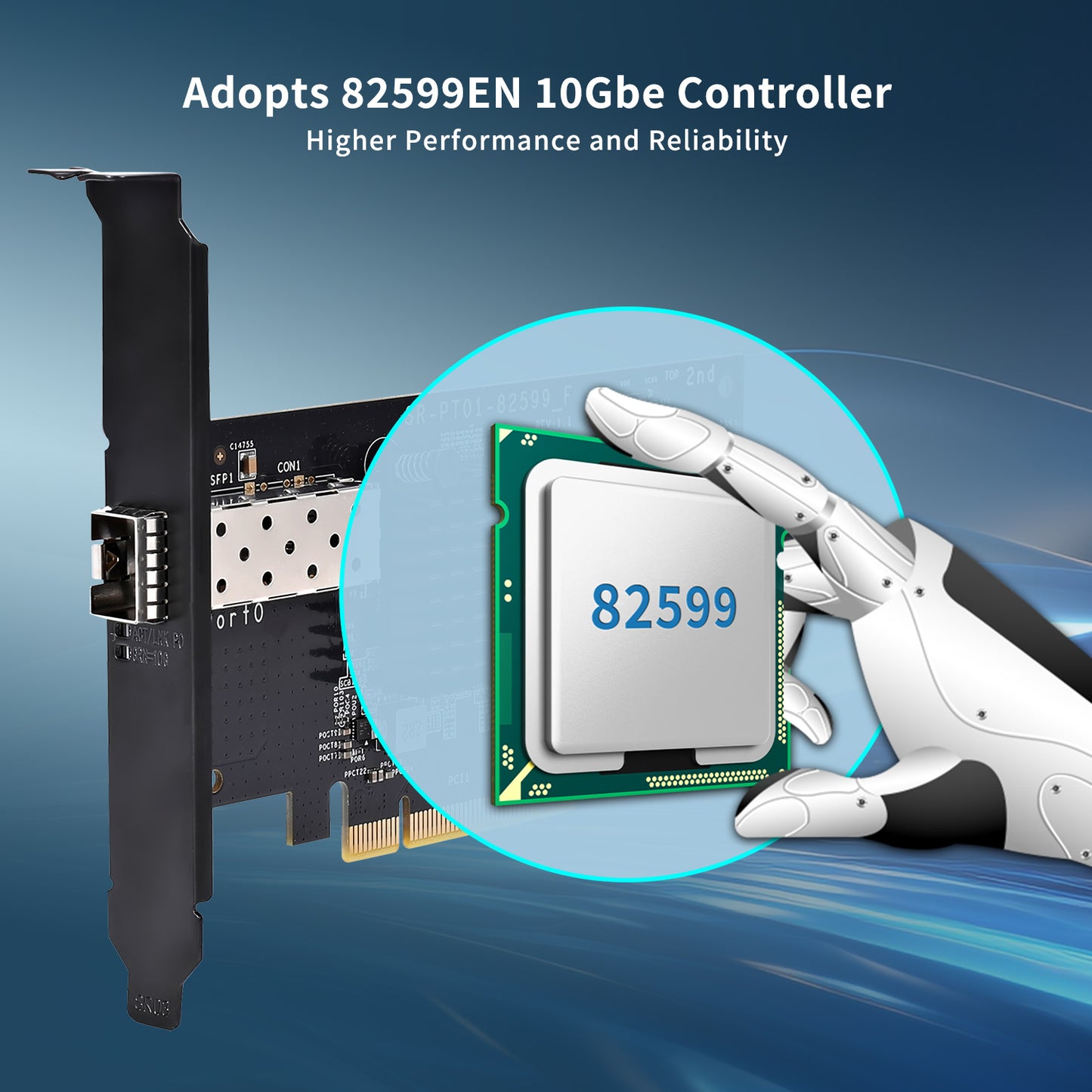 10Gbe PCI-E NIC with 82599EN(X520-DA1) Controller, 10Gb Single Port SFP+ PCI-E Network Card, GiGaPlus 10Gbps PCI Express Ethernet LAN Adapter, Supports Windows/Windows Server/VMware