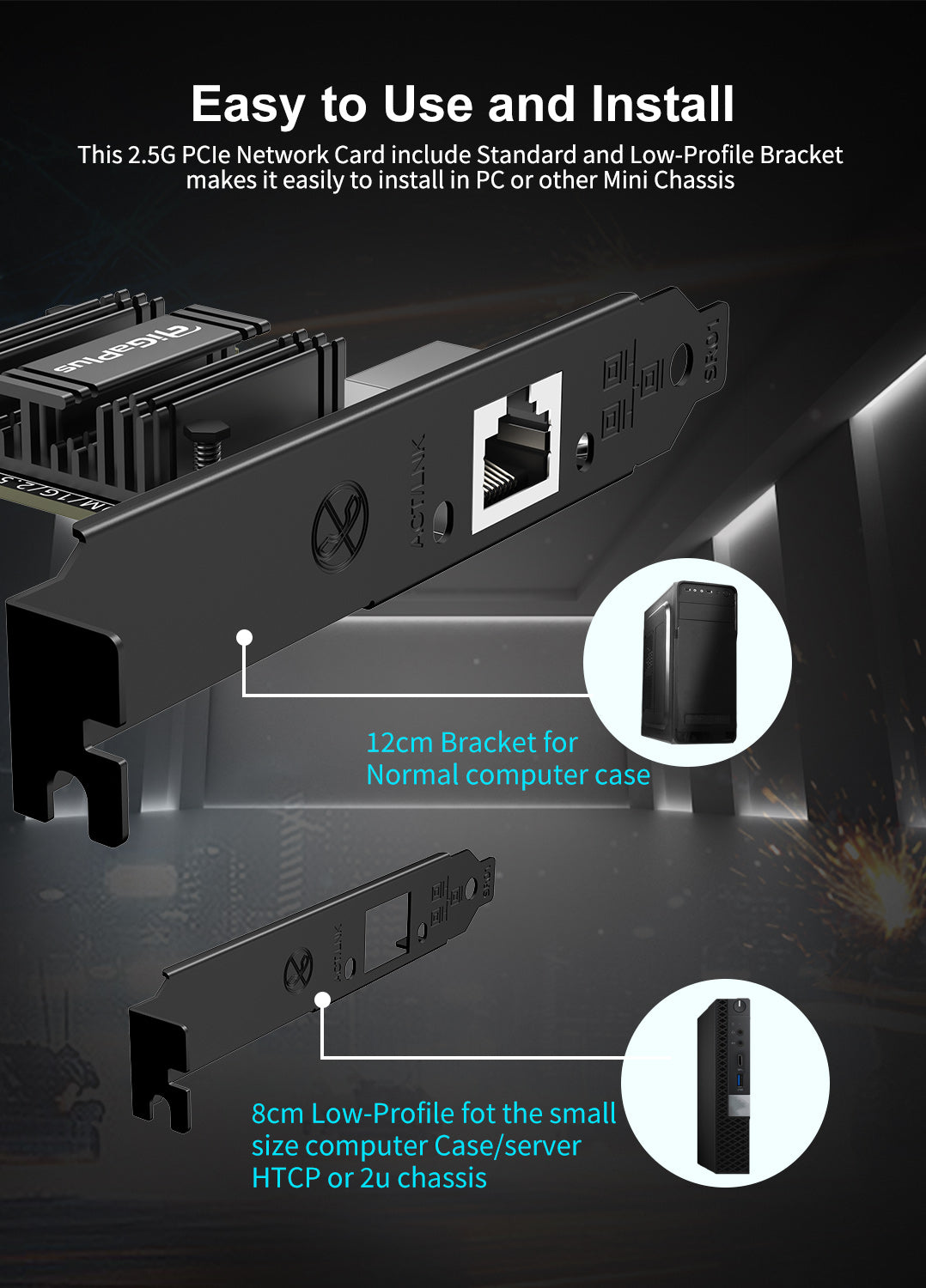 2.5Gb PCIe Network Card, GiGaPlus 2500Mbps Ethernet Interface Adapter, with Realtek RTL8125B, Wake on LAN, 2.5G NIC Compliant Windows/Linux/MAC OS