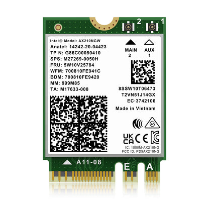 WiFi 6E Wireless Card Intel AX210 NGW Bluetooth 5.3 Tri-Band 5400Mbps Network Adapter for Laptop Support Windows 10/11 (64bit) M.2/NGFF