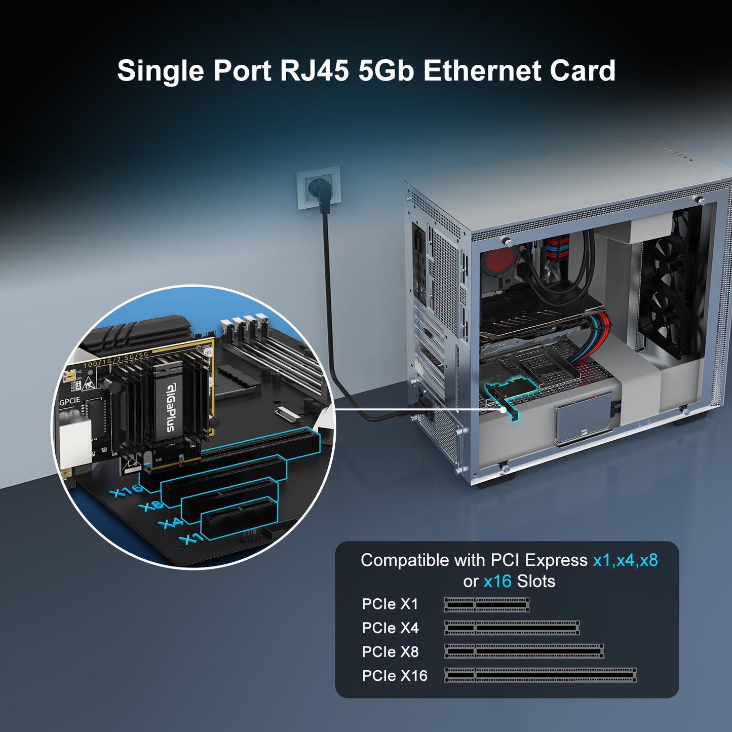 5Gb PCIe Network Card Realtek RTL8126 Controller, 5Gbe RJ45 Port NIC Card Support WOL, 5Gb Base-T Ethernet Adapter for Windows10/11/Windows Server/Linux
