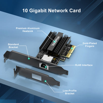 10Gbe PCI-e Network Card, AQC113 Controller, 10G Base-T RJ45 Port NIC Card, GiGaPlus 100/1000/2500/10000Mbps Ethernet Card, 10Gb Ethernet Adapter Support Windows10/11/Windows Server/Linux