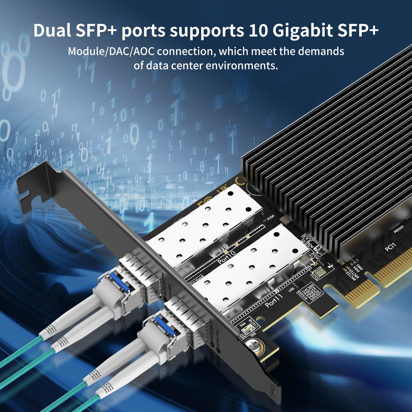 10Gb Ethernet Card with 82599ES (X520-DA2) Controller, GiGaPlus 10GB PCI-E Network Card Adapter, Dual LAN SFP+ Ports, Supports Windows/Windows Server/VMware Functions for 10Gbe Networking NAS