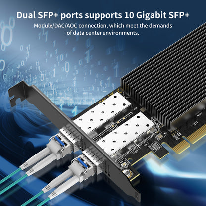 10Gb Ethernet Card with 82599ES (X520-DA2) Controller, GiGaPlus 10GB PCI-E Network Card Adapter, Dual LAN SFP+ Ports, Supports Windows/Windows Server/VMware Functions for 10Gbe Networking NAS