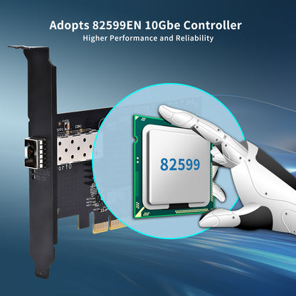 10Gbe PCI-E NIC with 82599EN(X520-DA1) Controller, 10Gb Single Port SFP+ PCI-E Network Card, GiGaPlus 10Gbps PCI Express Ethernet LAN Adapter, Supports Windows/Windows Server/VMware